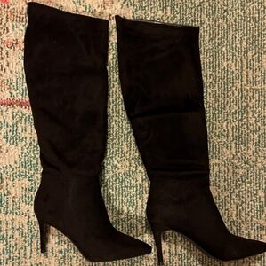 Steve Madden Womens Kimari Faux Suede Tall Dress Boots, Black Size 6 Medium